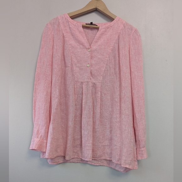 Lafayette 148 Linen Button Peasant Top - Picture 3 of 14